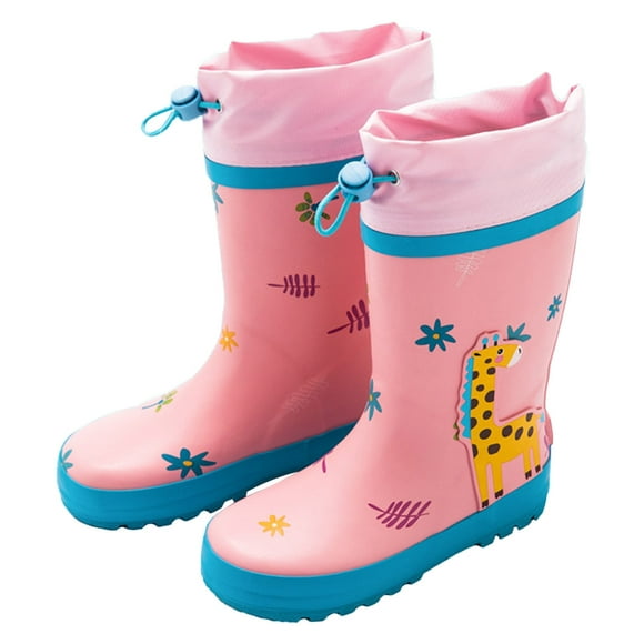 nsendm Filles Chaussures Petite Fille Bottes de Pluie Bambin Bambin Bottes de Pluie Bébé Bottes de Pluie Courtes pour Bambin Facile sur les Enfants Bottes de Neige Enfants (Rose, 12 Petits Enfants)
