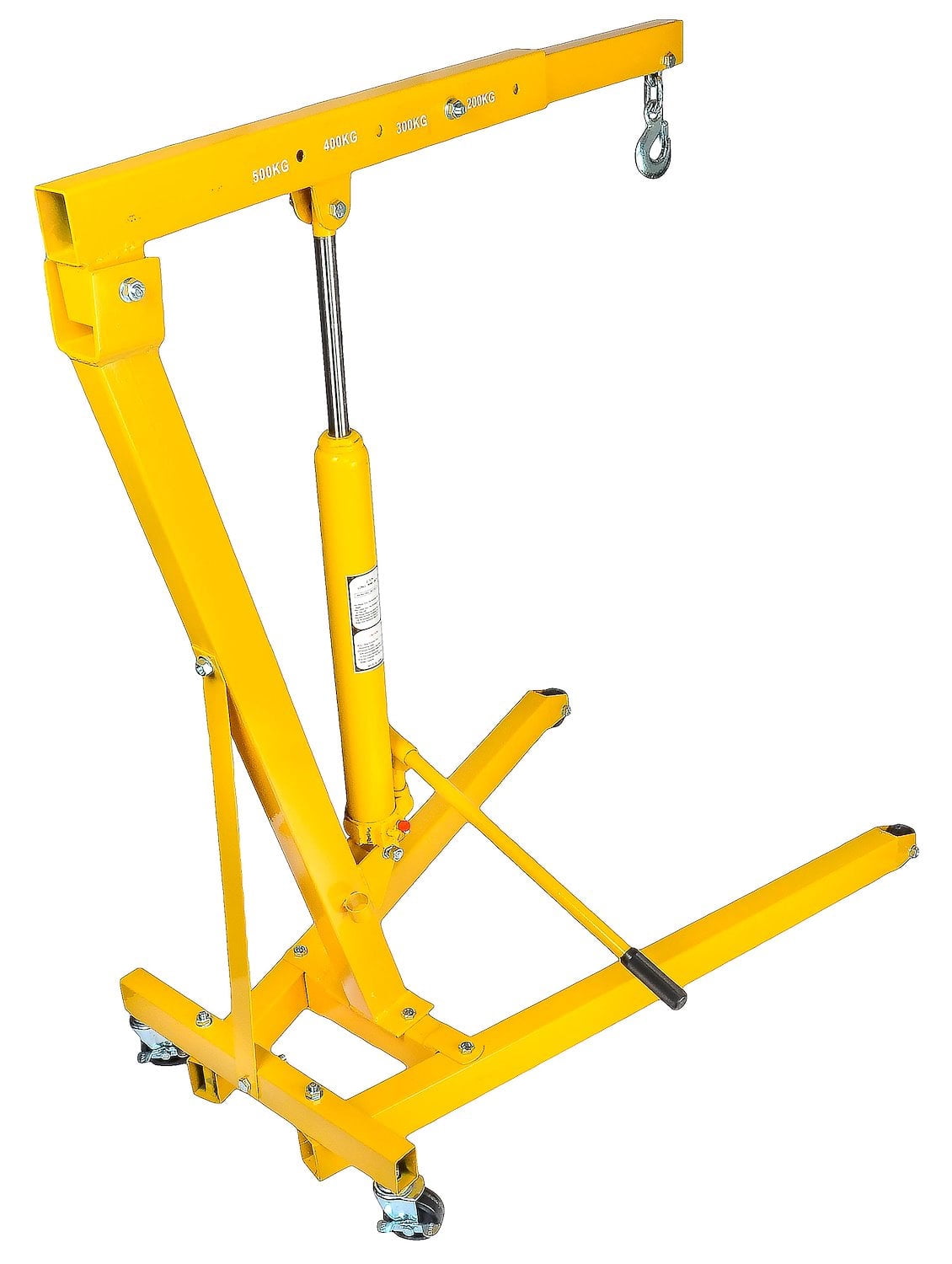 JEGS 81059 1/2-Ton Automotive Shop Crane, Red, Steel, 16000 oz Max Weight, Manual Lifting Crane