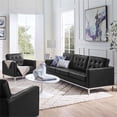 thumbnail image 2 of Modway Loft 2-Piece Modern Tufted Faux Leather Sofa and Armchair Set in Black, 2 of 6