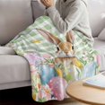 thumbnail image 3 of Easter Blanket Soft Cozy Warm Throw Blanket for Couch, Plush Fuzzy Flannel Fleece Blankets for Sofa, Spring Bunny Colorful Eggs Floral Leaves Grey Plaid Bed Blankets Gifts for Men, 50"x60", 3 of 9