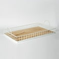 thumbnail image 6 of Rectangular Wooden Serving Tray with Wire Frame Metal Handles, Decorative for Food Coffee Table, Farmhouse Rustic Centerpiece Ottoman Complement Any Home Decoration, 6 of 7
