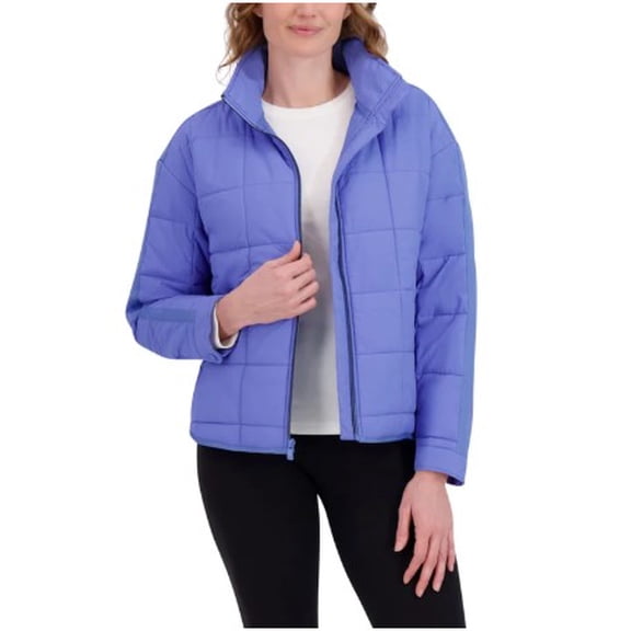 Roxy Women’s Quilted Puffer Jacket, Full Zip, Blue, Size Large