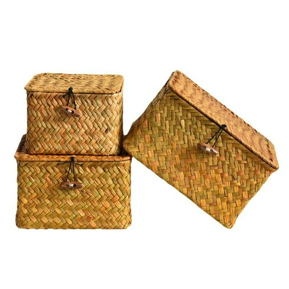 Austok 3Pcs Hyacinth Basket with Lid