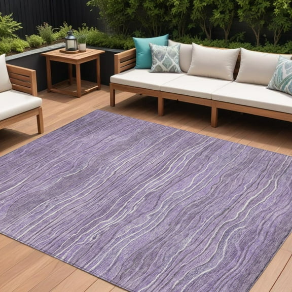 HomeRoots 618289 8 x 10 ft. Purple & Lavender Abstract Washable Indoor & Outdoor Rectangle Area Rug