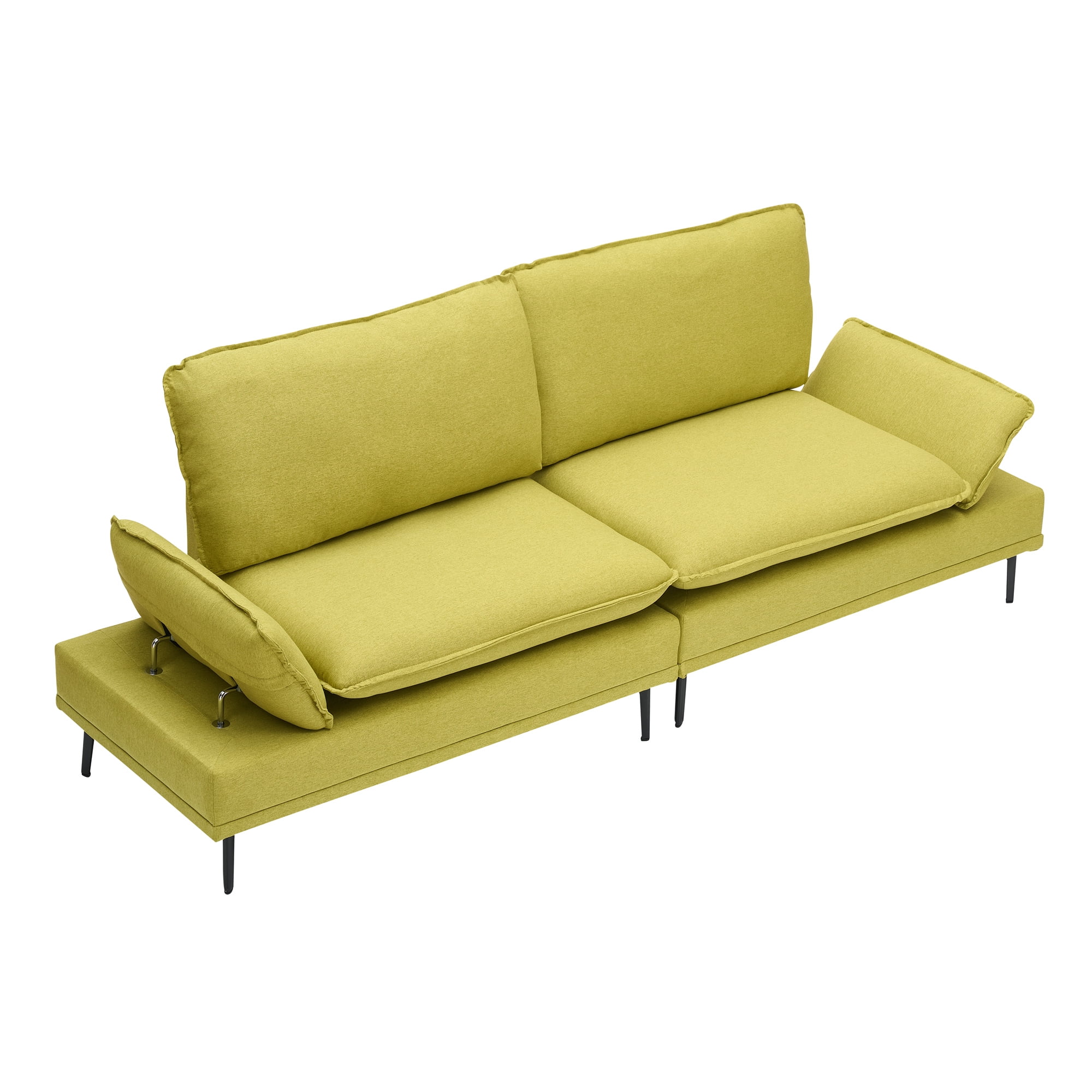 Aukfa 91" Modern Comfy Sofa Adjustable Armrest 3 Seat Deep Seat Couch for Living Room, Linen, Green