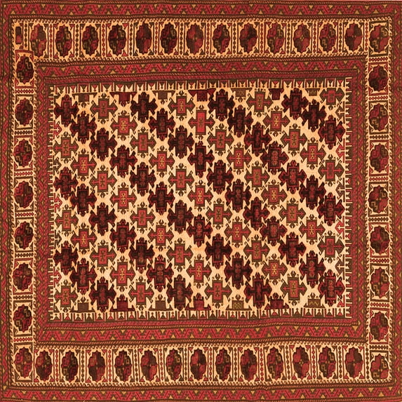 Ahgly Company Indoor Square Persian Orange Traditional Area Rugs, 8' Square