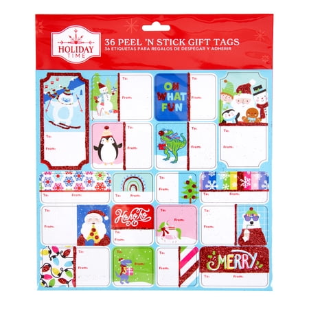 Whimsical Peel 'N Stick Gift Tags, 36 Count, by Holiday Time