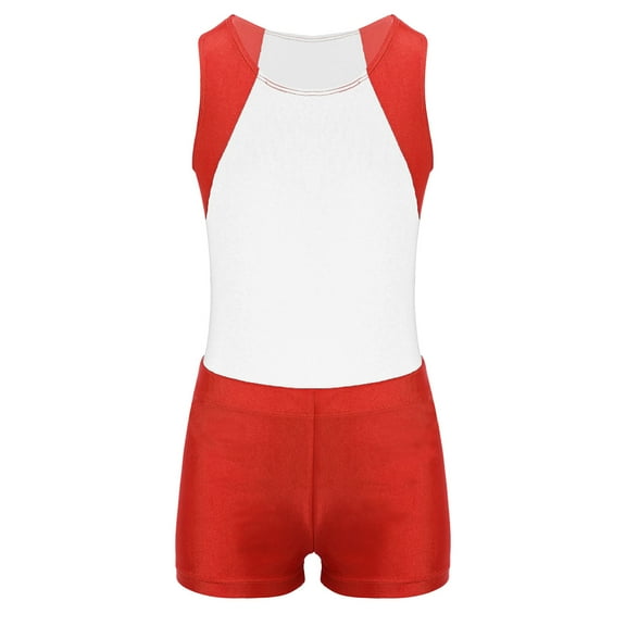 Zaldita Kids Boys Girls Gymnastics Leotard with Shorts Set Tumbling Dance Biketard Unitard Dancewear White 6