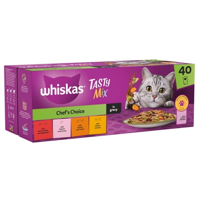 WHISKAS 1+ Cat Pouches Tasty Mix Chef Choice in Gravy Cat Food