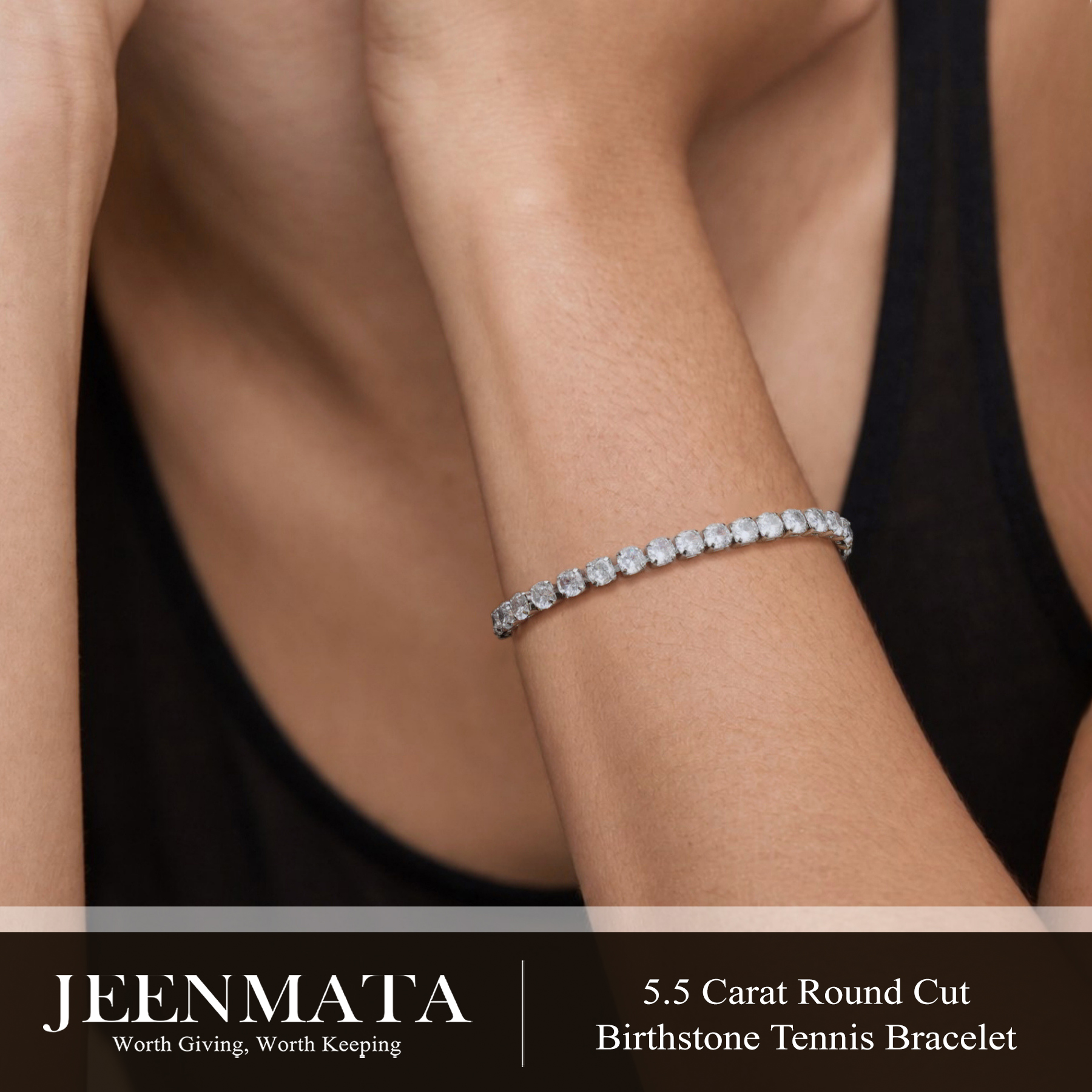 JeenMata 5.5 Carat Cubic Zirconia Tennis Bracelet for Women photo 4