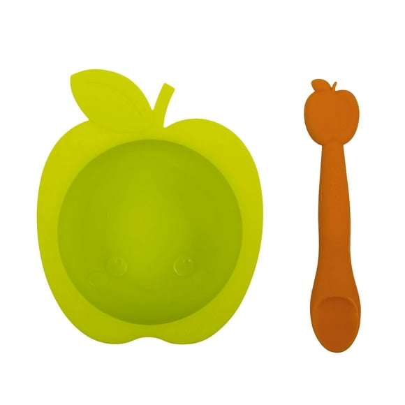Set de alimentación Kushies Baby SILIBOWL Green Apple Silicone