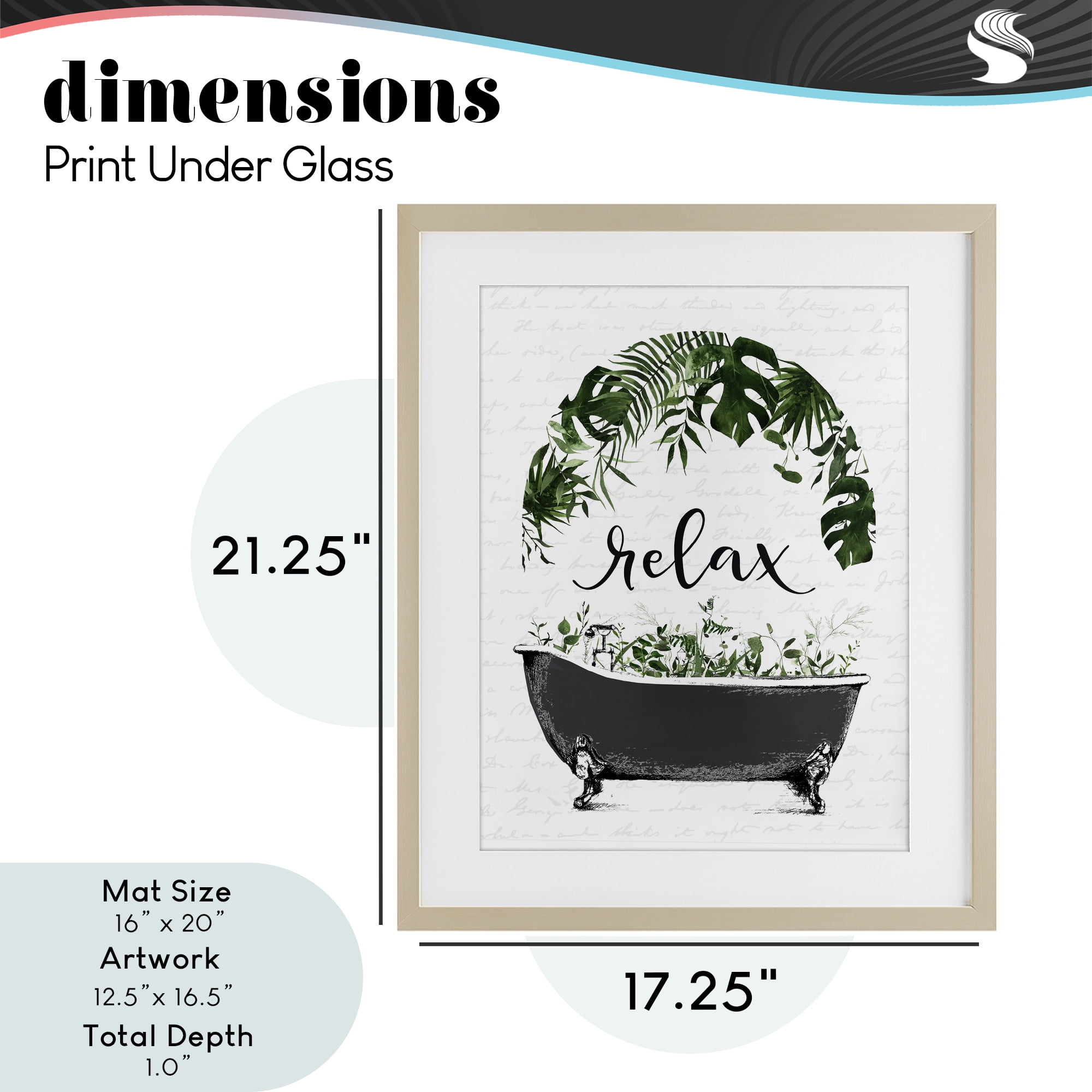 Tropical Bath Relax Birch Framed Print Under Glass, design by Lettered and Lined