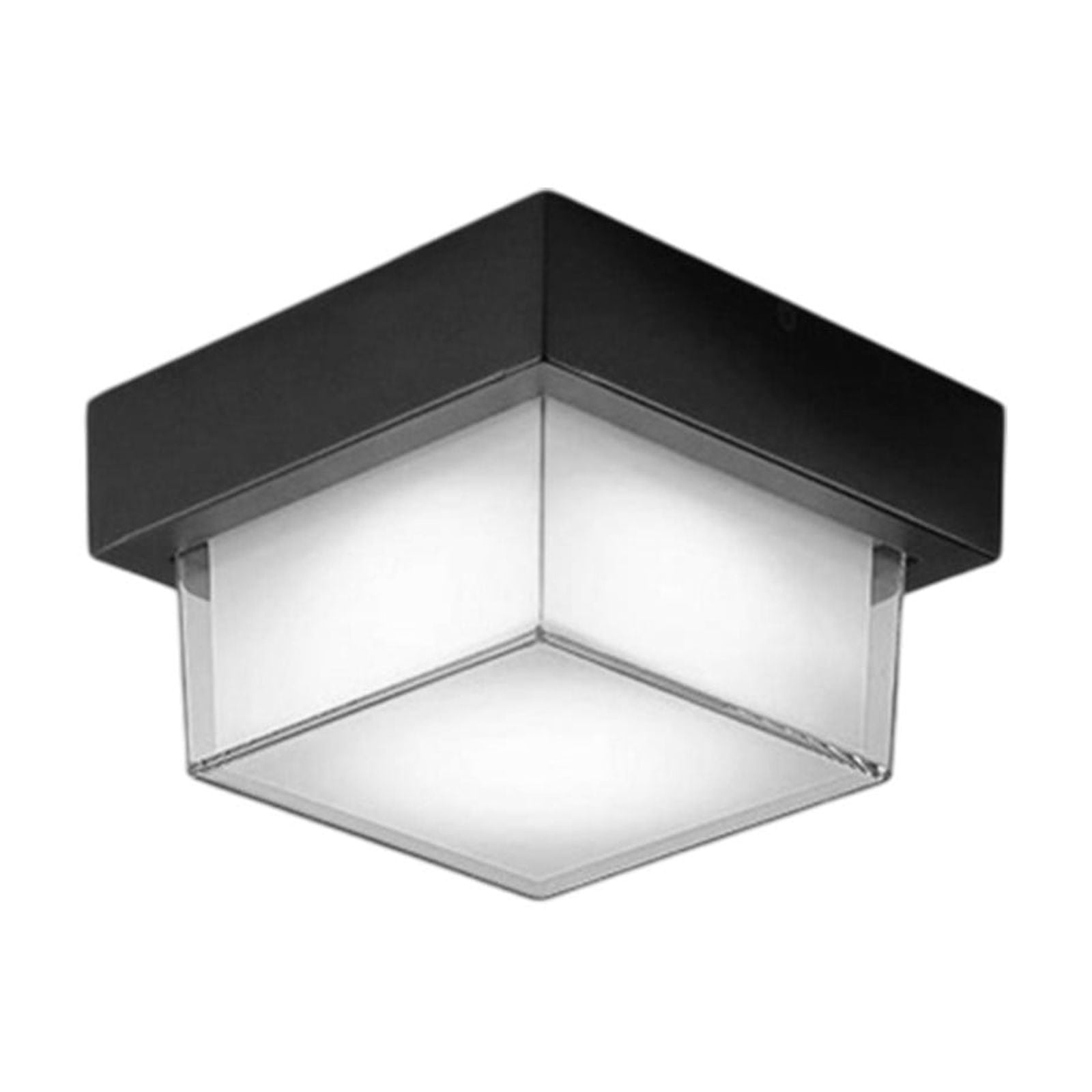 Black Square Small Led Porch Light, LED Outdoor Porch Ceiling Light Fixture, Outdoor Ceiling Flushs Mount Hanging Modern Light Fixture, Modern Waterproof Outdoor Wall Mount Lighting