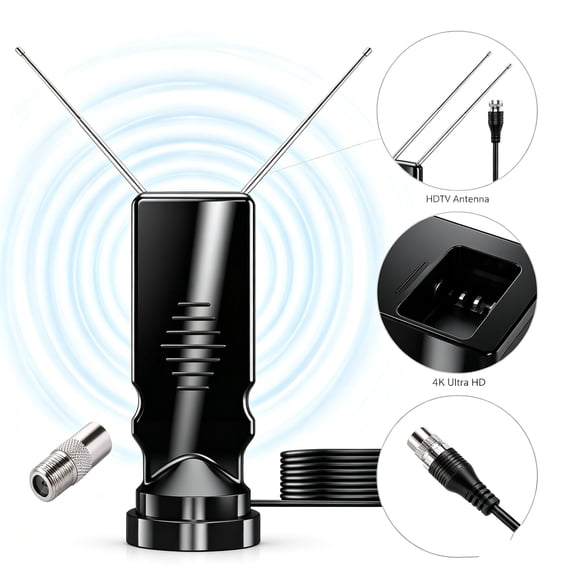 2026 High-Gain Dual Rod HDTV TV Antenna, supports 4K/1080P digital signal reception for watching local TV programs indoors in home living rooms, bedrooms and RVs