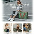 thumbnail image 5 of Tote Bag for Women - Green Christmas Santa and Icon Pattern Shoulder Bag - Large Utility Work Duffle Bag with Zipper Handbag for Travel, Work, Sprots, 5 of 5