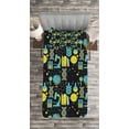 thumbnail image 3 of Ambesonne Astronomy Quilted Bedspread Set 2 Pcs, Science Pattern Print, Twin Size, Turquoise Yellow and Black, 3 of 3
