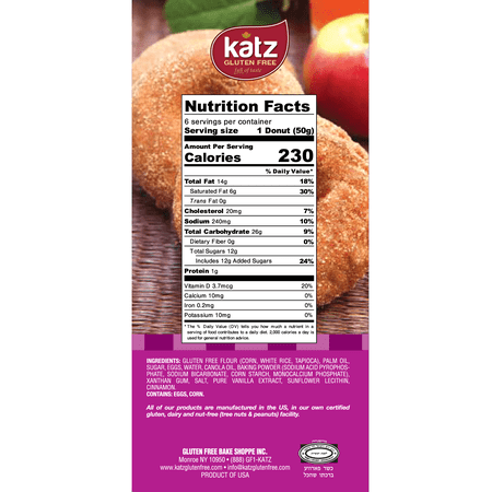 Katz Gluten Free Donuts - 4 | Gluten Free, Dairy Free, Nut Free, Soy Free, Kosher | 7 Pack