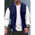 thumbnail image 3 of KelaJuan Men's Spring Autumn Casual Coat Long Sleeve Lapel Button Up Contrast Color Baseball Jacket, 3 of 6