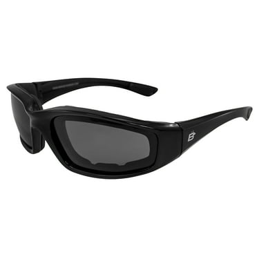 Birdz Eyewear Oriole Anti Fog Padded Motorcycle Sunglasses For Men & Women Black Frame w/ Polarized Smoke Lens