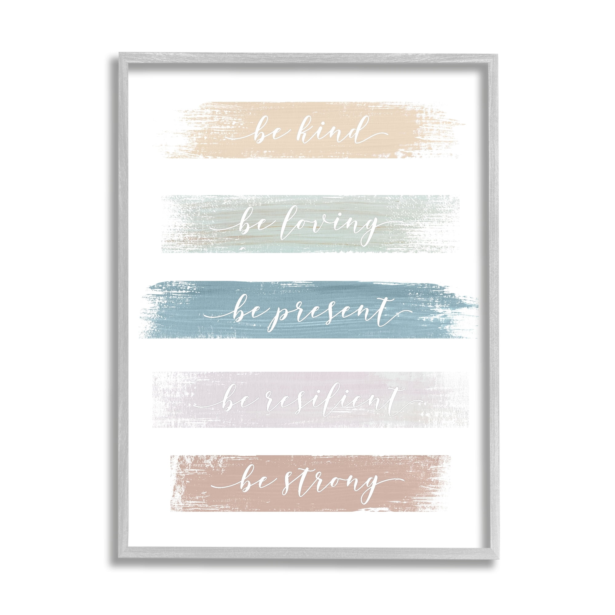 Stupell Industries Inspiring Brush Stroke Phrases Be Strong Pastels Graphic Art Gray Framed Art Print Wall Art, Design by Graffitee Studios