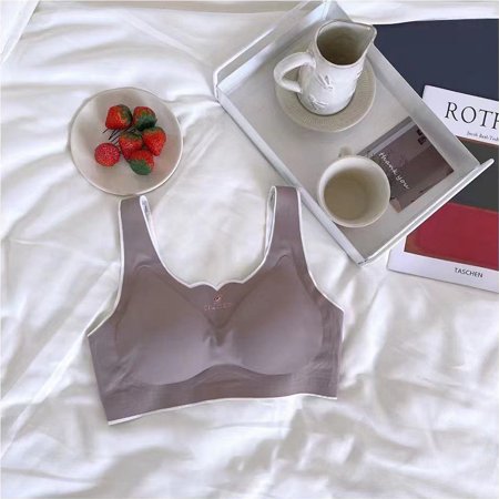 

Latex Seamless Bra Plus Size No Steel Push Up Bralette With Pad Vest Top Seamless Latex Bra Underwear M Coffee Color