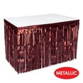 thumbnail image 3 of Beistle 1-Ply Metallic Plastic Foil Fringe Table Skirt Parade Floats, Mardi Gras Party, Birthday Decorations, Baby Shower Celebration, Wedding Reception, 30" x 14', Burgundy, 3 of 3