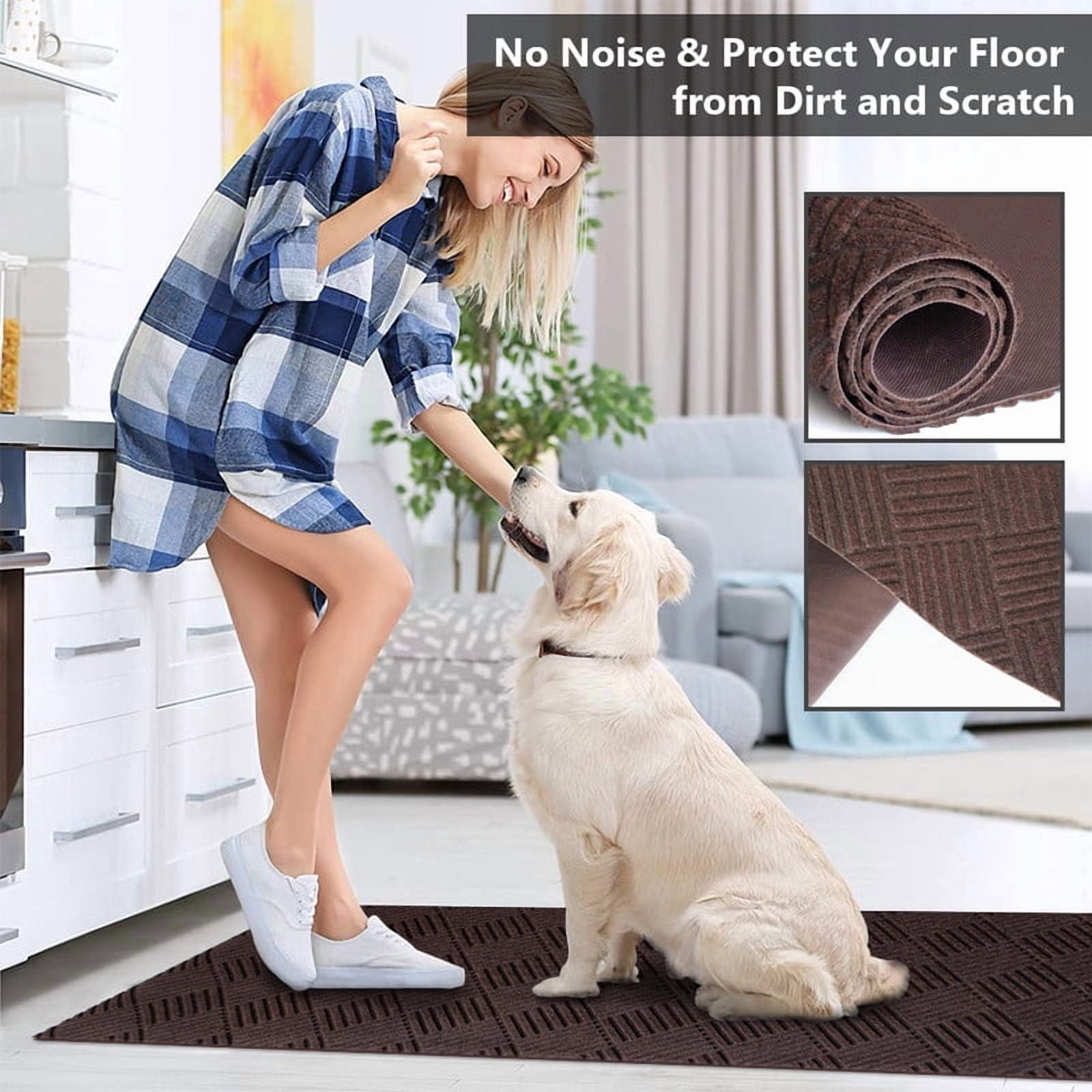 Fas Home Runner Rugs 3FTX25FT Indoor Outdoor Hallway Runner with Rubber Backing Non-Slip Carpet Washable Area Rugs Custom Sizes for Entryway Kitchen Laundry Room Balcony Patio Brown