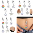 thumbnail image 4 of HOOUN 1pc Girls CZ False Navel Ring Dangle Navel Belly Button Ring Moon Navel Clip-Moon Planet, 4 of 7