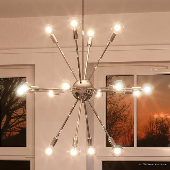 Urban Ambiance Luxury Mid-Century Modern Chandelier, Size: 25-1/2"H x 24.167"W, with Modern Style Elements, Polished Nickel Finish, UHP2522