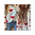 thumbnail image 2 of Hirigin Women Valentine's Day Knit Sweater Heart Embroidered Long Sleeve Crew Neck Pullovers Casual Knitted Sweaters, 2 of 8