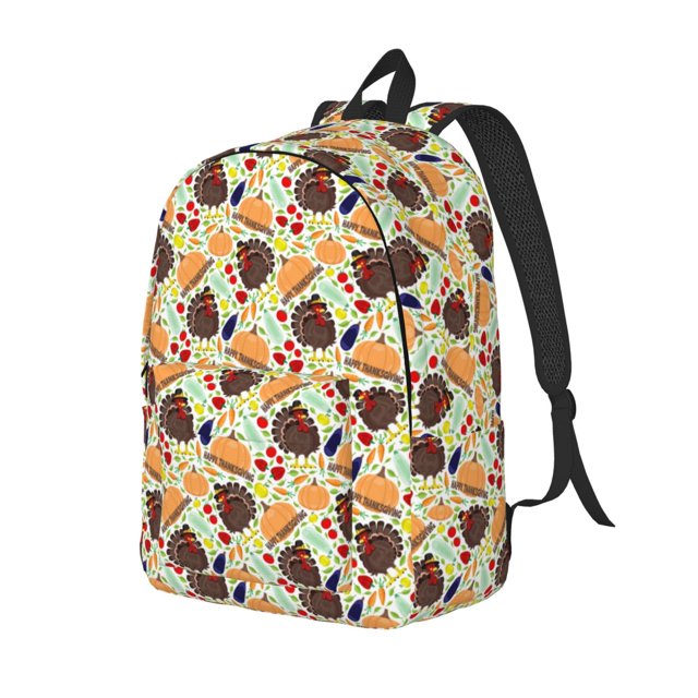 Balery Thanksgiving Mochila Clásica Impresa Básica para Viaje, Mochila Escolar Resistente al Agua, Mochila de Lona con Correas Ajustables-Small
