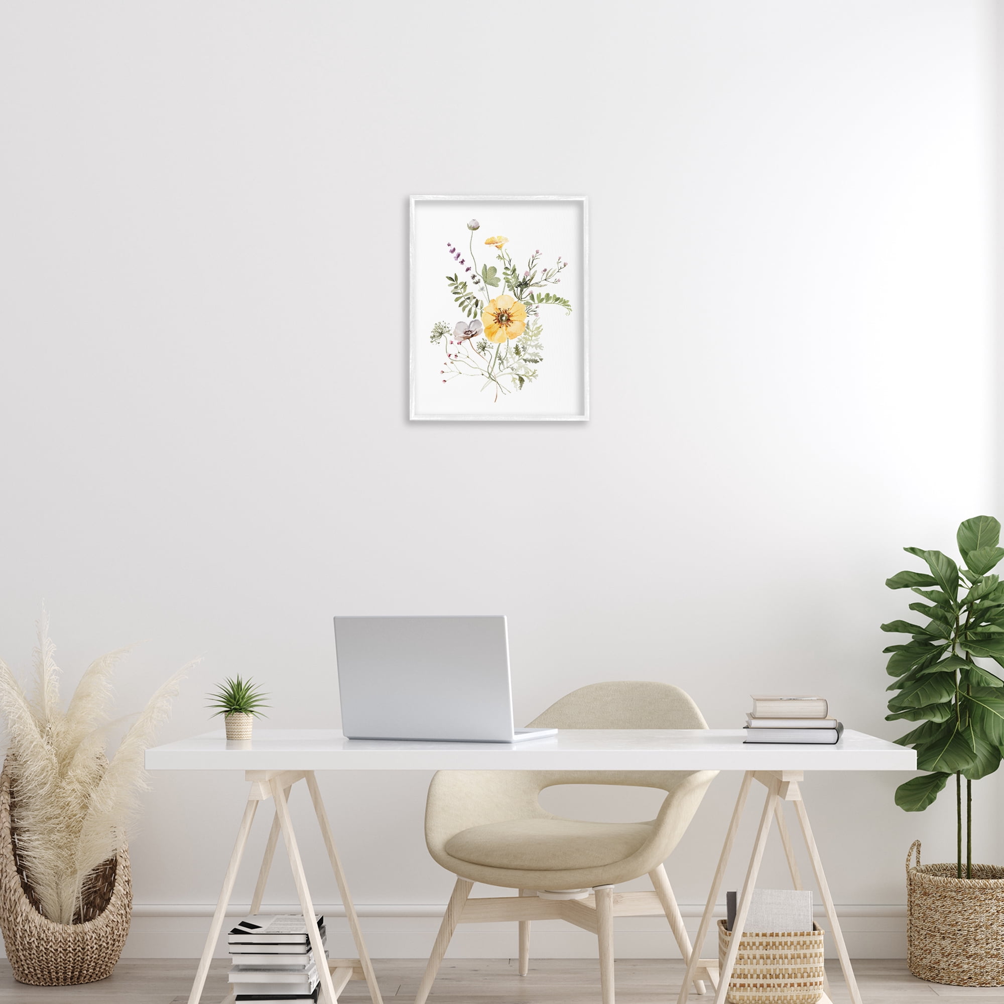 Gardening Herb Blooms White Framed Giclee Art, design by Lettered and Lined