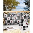 thumbnail image 2 of Pack of 2 Outdoor Pillow Covers, Merry Christmas Winter Elk Black and White Plaid Waterproof Square Throw Pillowcase Cushion Decorative Pillow Covers for Couch Patio Tent, 20x12 in, 2 of 6