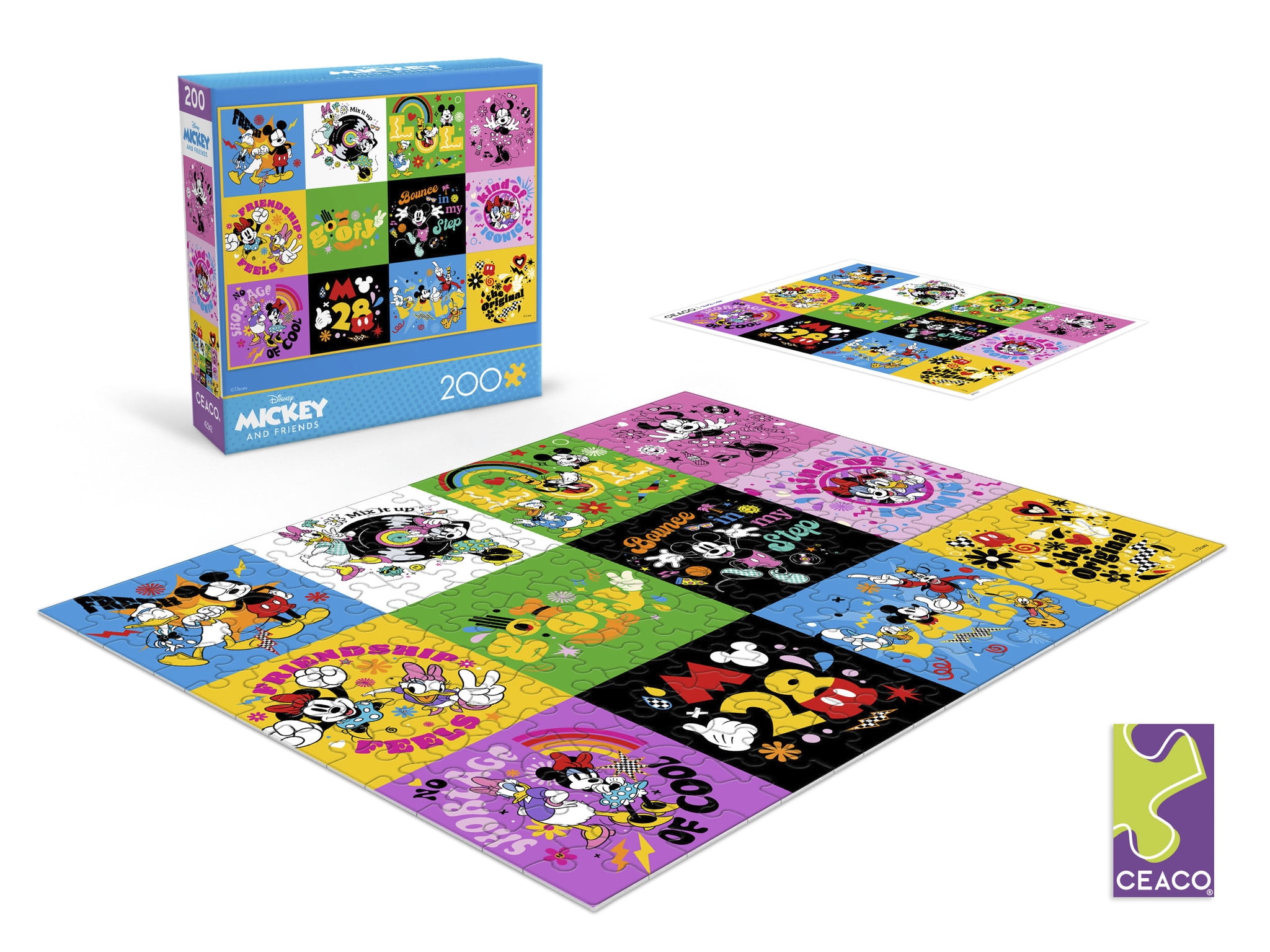 Ceaco Disney Mickey's Positive Pop Collage 200-Piece Interlocking Jigsaw Puzzle for Children Ages 8+