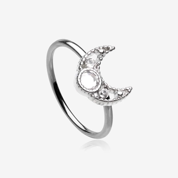 Lacey Crescent Moon Sparkle Bendable Hoop Ring