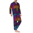thumbnail image 2 of Balery Indian Mandalas Dragonfly Pijama para Hombre de Dos Piezas con Manga Larga, Conjunto de Dormir y Descanso Suave con Bolsillos-Medium, 2 of 7