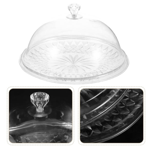 FRCOLOR Round Clear Plastic Cake Serving Tray with Dome for Storage and Display Transparent