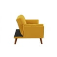 thumbnail image 4 of Convertible Sofa Bed, 75 Inches Linen Fabric Upholstered Accent Sofa Loveseat with Adjustable Back and Wood Legs, Folding Futon Sofa Bed Sleeper Couch Daybed for Living Room, Yellow, 4 of 7