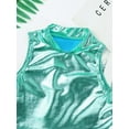 thumbnail image 5 of Xnihocha Kids Girls Sleeves Turtleneck Metallic Crop Top for Ballet Dance Gymnastic Athletic Sports Lake Blue 6, 5 of 6