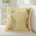 thumbnail image 2 of Unique Bargains Set of 2 Boho Palm Leaf Jacquard Throw Pillow with Tassel Edge Yellow, 2 of 7
