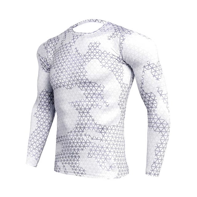 Eigraketly Camisa delgada deportiva de manga larga de estilo informal de diseño Simple para hombre, camisetas estampadas de poliéster con cuello Uniforme atlético Tela escocesa blanca L Eigraketly OD028984-12