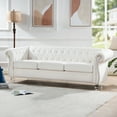 thumbnail image 2 of Holaki 84" Fabric Rolled Arm Chesterfield 3 Seater Sofa, White, 2 of 14