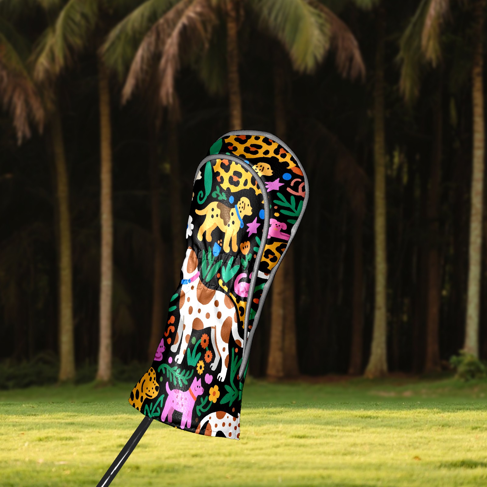 Golf Club Head Covers - Green Butterfly Design, Waterproof, Velvet Lining, Fits Driver/Hybrid/Putter, Gift for Men & Women