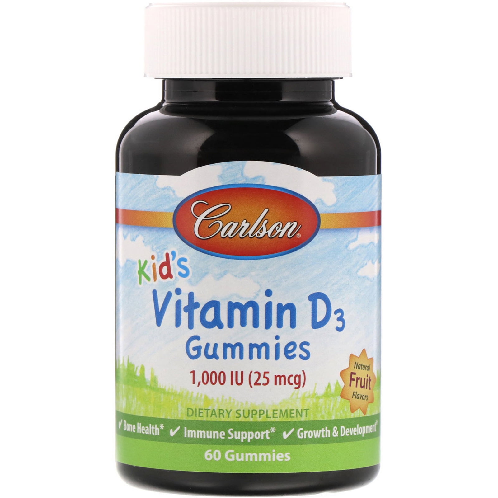 Carlson Labs Kid's, Vitamin D3 Gummies, Natural Fruit Flavors, 25 mcg