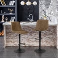 thumbnail image 7 of Okeysen Bar Stools Set of 2 Leather Counter Height Adjustable Swivel Armless Dining Chairs Mid Backs Metal Base for Pub Kitchen, Brown, 7 of 7