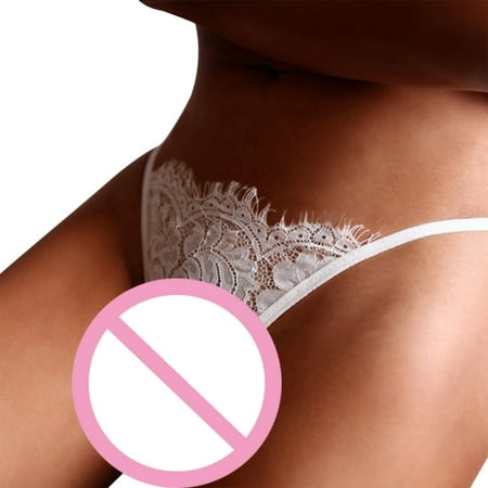 

Women s Lace Panties Transparent Perspective Thong Erotic Lingerie Crotchless Deisgn Fashion Bowknot G-String XL White