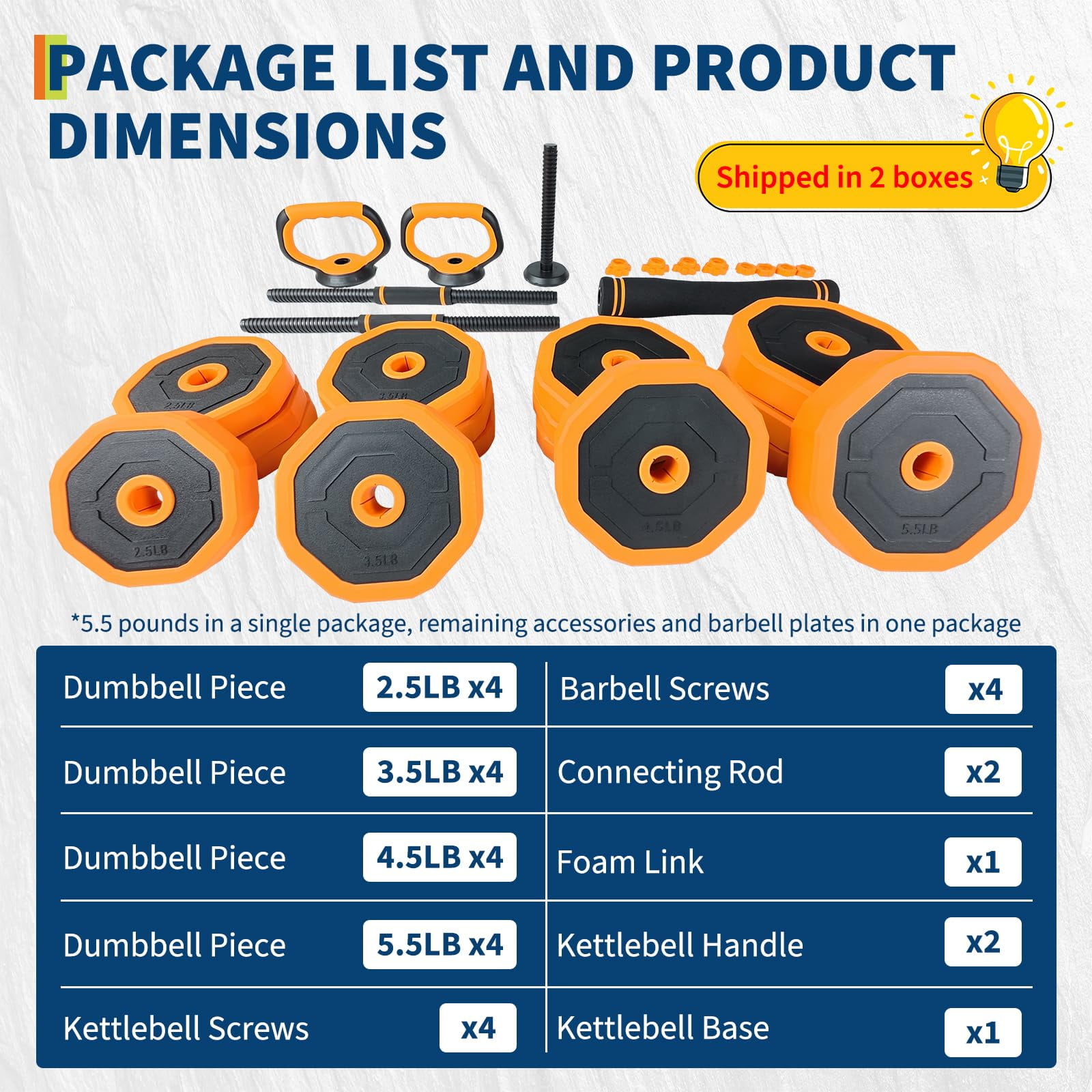 Accreate 4-In-1 Adjustable Dumbbell Set (44/66/88LB) - Convertible to Barbell, Kettlebell & Push Up Stands, Home Gym Equipment for Men & Women, Space Saving Weights with PVC Coating