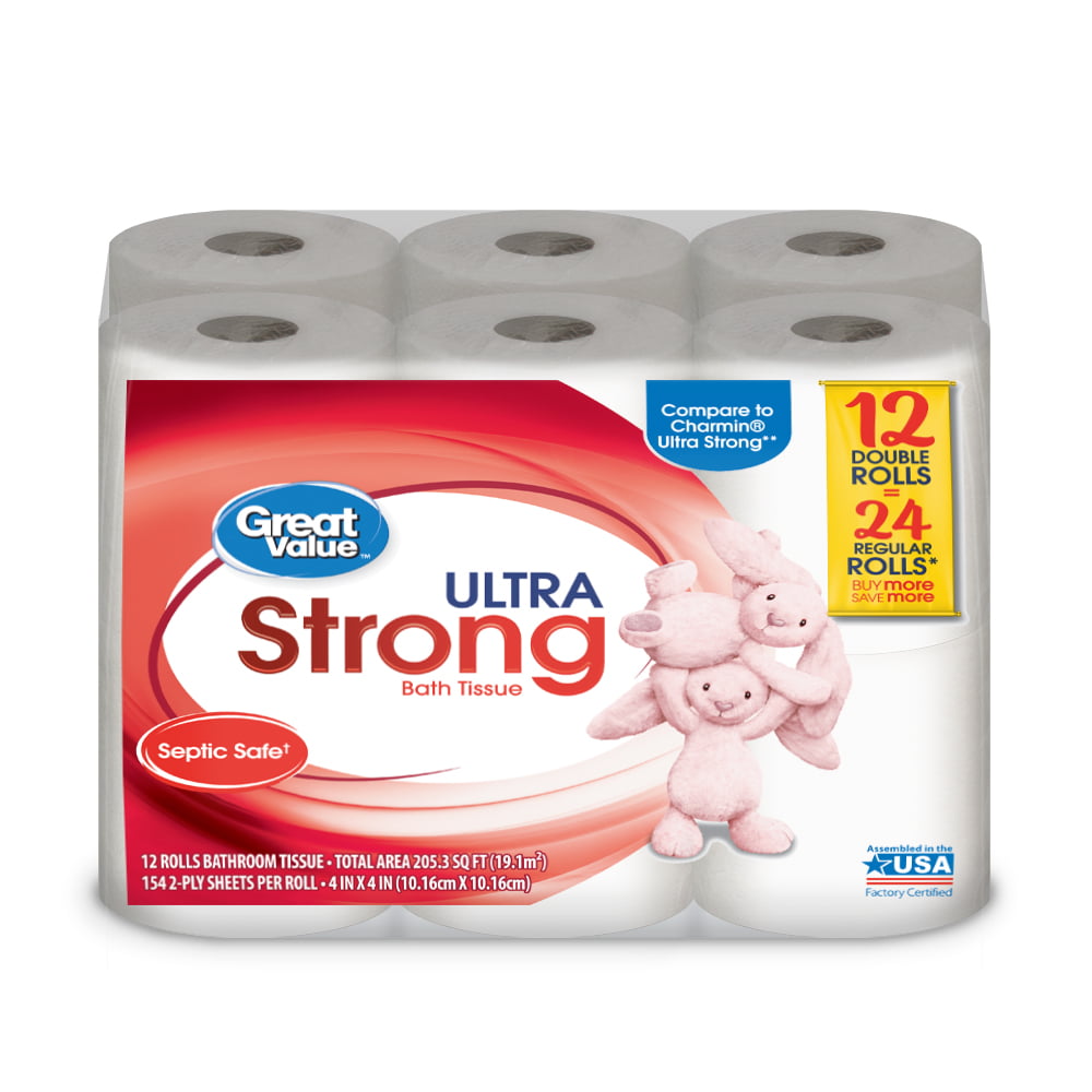 Great Value Ultra Strong Toilet Paper, 12 Double Rolls – Walmart ...