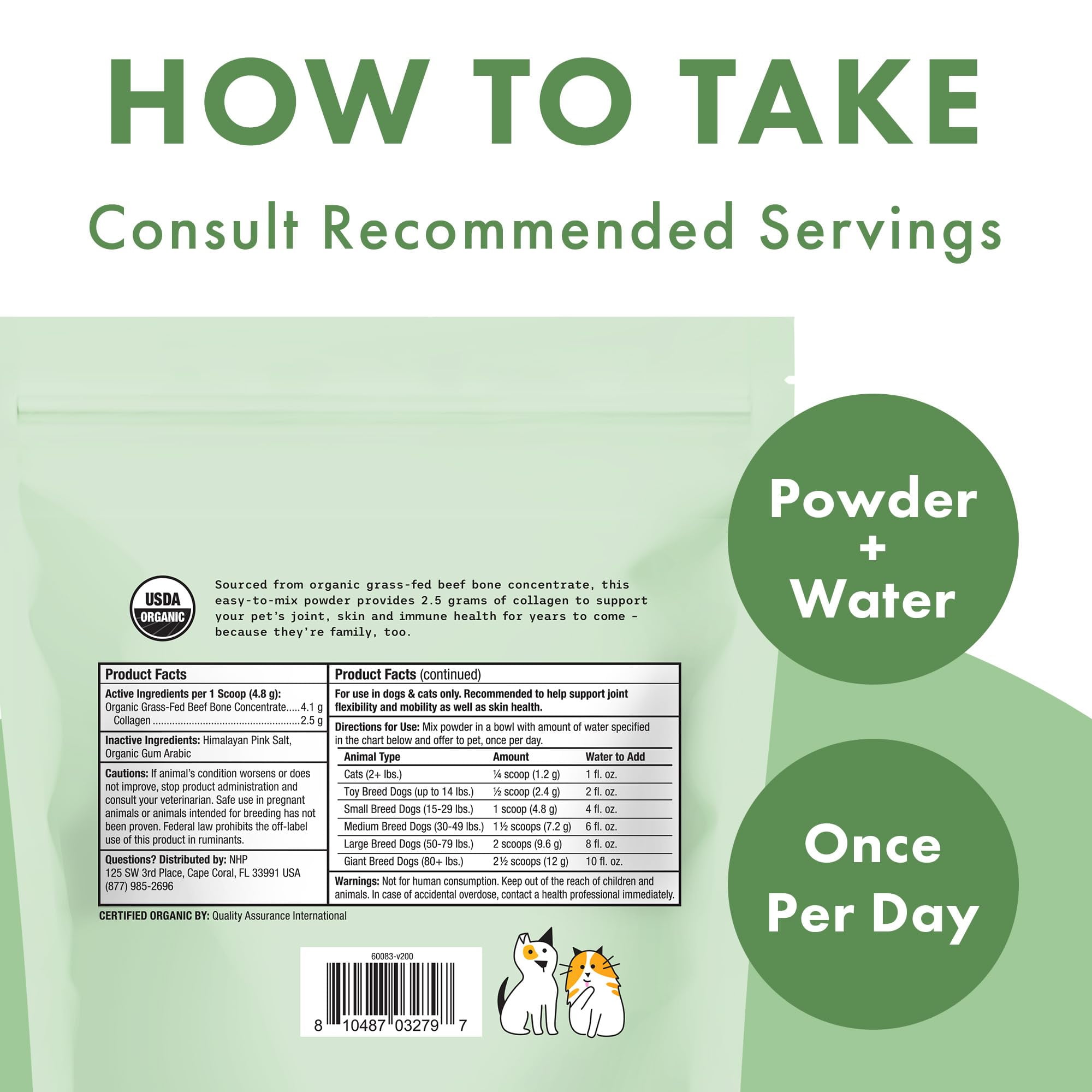 Bark & Whiskers Organic Collagen for Dogs & Cats, 5.07 oz. (144 g), Organic Grass-Fed Beef, Supports Mobility & Skin Health, Veterinarian Formulated, Non-GMO, Certified USDA Organic, Dr. Mercola
