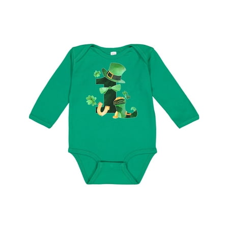 

Inktastic St. Patrick s 1st Birthday Green Hat with Bow Tie Gift Baby Boy or Baby Girl Long Sleeve Bodysuit